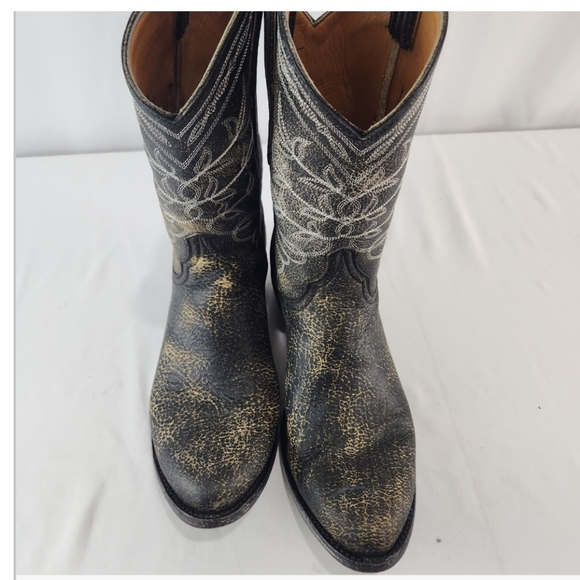 Old Gringo Black Distressed 10" Polo Razz Heel Cowboy Boots - Picture 9 of 16